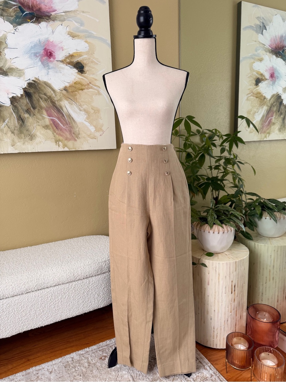 ** LIKE NEW ** Sandro High-Waist Trousers with Button Detail XS